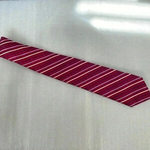 Stefano  Conti Red White Striped Silk Tie